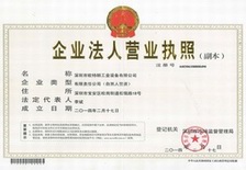 歐特朗資質證書-營業證書